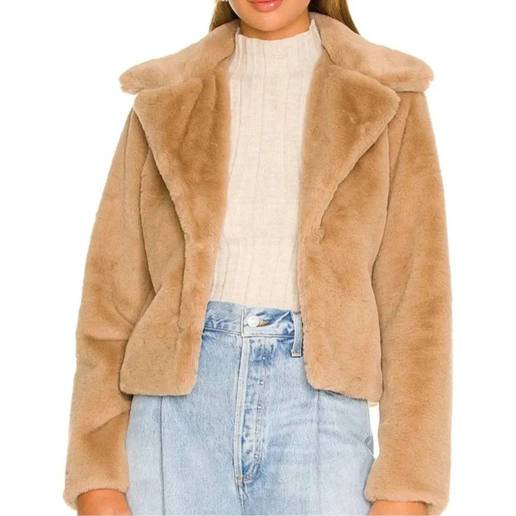 Revolve More To Come Payton Faux Fur Jacket in Beige - Picture 11 of 12
